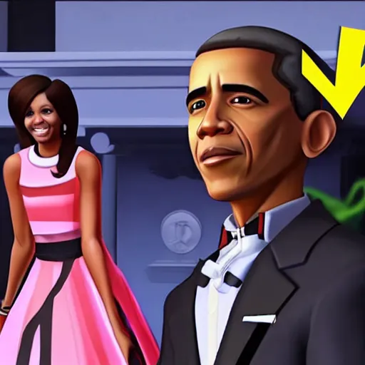 Prompt: barack obama and michelle obama in kingdom hearts hd