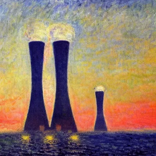 Prompt: nuclear power station in the style of Claude Monet