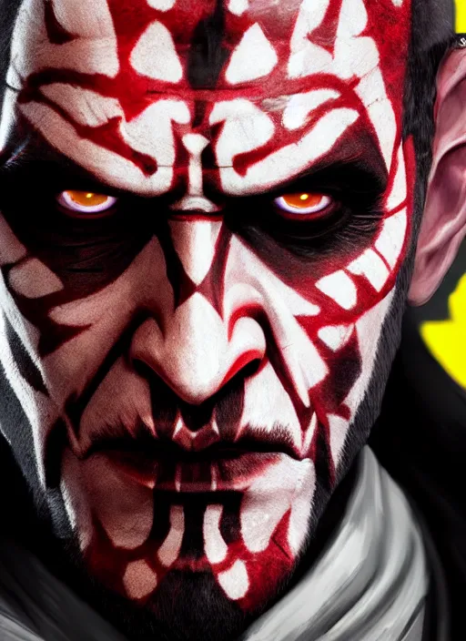 Image similar to highly detailed portrait darth maul with yellow eyes in gta v, unreal engine, fantasy art by greg rutkowski, global illumination, radiant light