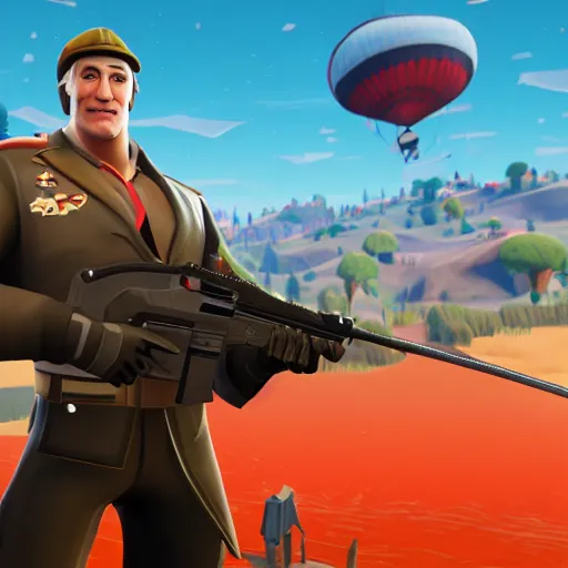 Image similar to vladimir putin as fortnite character, gameplay screenshot