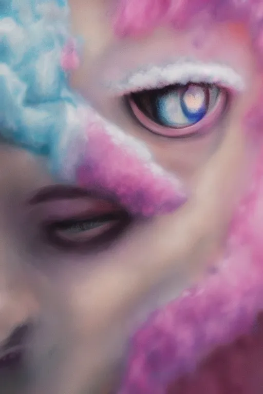 Prompt: a portrait of cotton candy eye joe, realistic, 4 k.