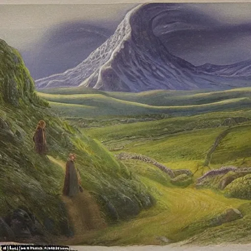 Prompt: Rarely Seen Paintings by Tolkien Portray a Lush ‘Lord of the Rings’ Landscape