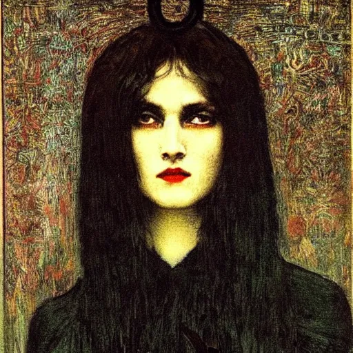 Image similar to dark fantasy artistic woman portrait style franc von stuck