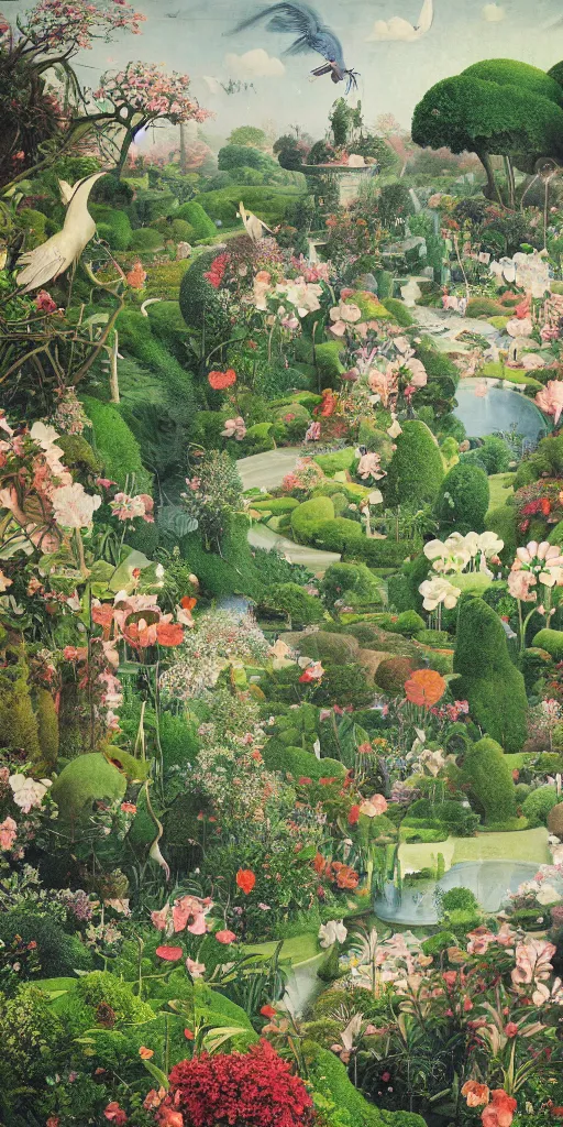 Prompt: bosch and beeple painting of a magnificent garden, incredible details