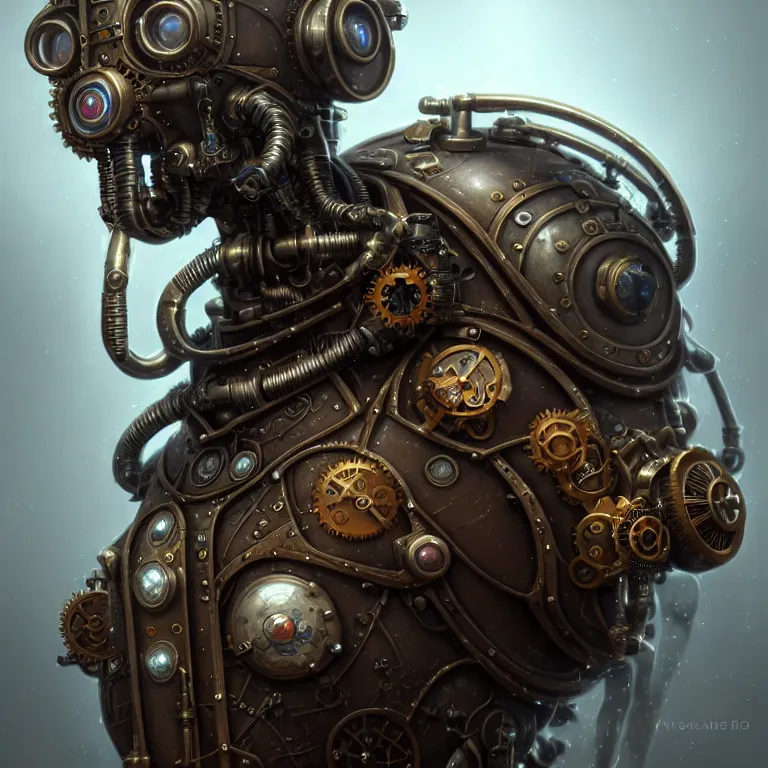 Image similar to steampunk robot blizzard, 3 d model, unreal engine realistic render, 8 k, micro detail, intricate, elegant, highly detailed, centered, digital painting, artstation, smooth, sharp focus, illustration, artgerm, tomasz alen kopera, wlop