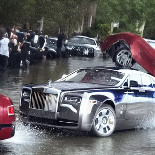 Image similar to rabid teenagers decide to drown Rolls-Royce