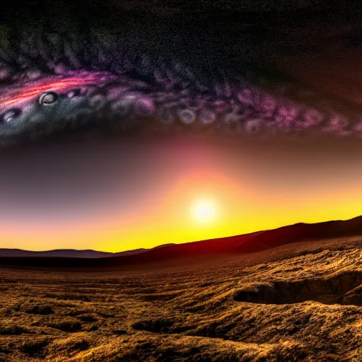 Image similar to landscape photo of a multiple planets in the sky, highly detailed, 4k, HDR, award-winning