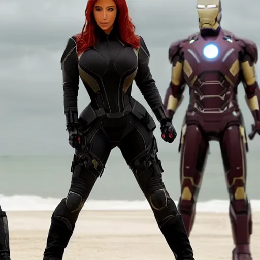 Image similar to A still of Kim Kardashian as Black Widow in Iron Man 2 (2010)