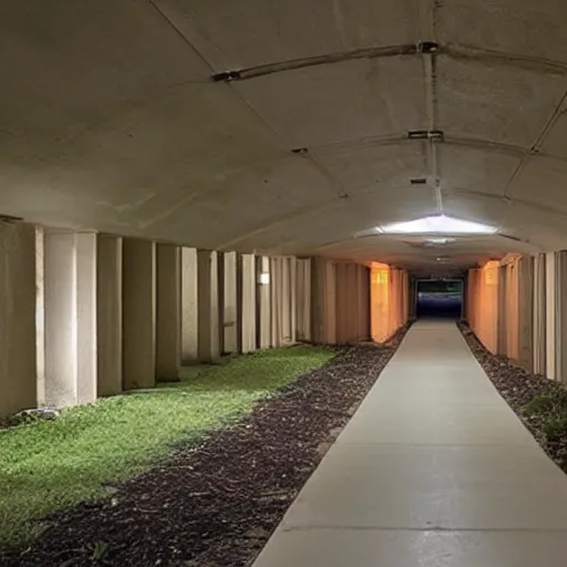 Image similar to a suburban neighborhood built underground, liminal space,