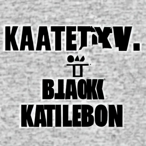 Prompt: text : katzkab!!!, black and white,
