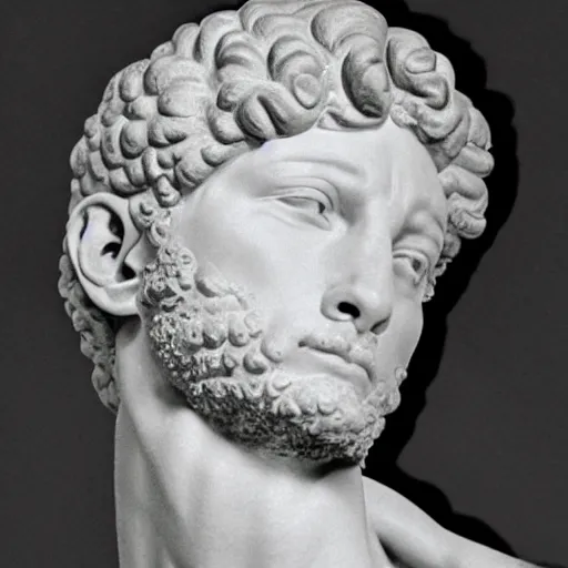 Prompt: A photo of Michelangelo’s sculpture of David wearing headphones DJing