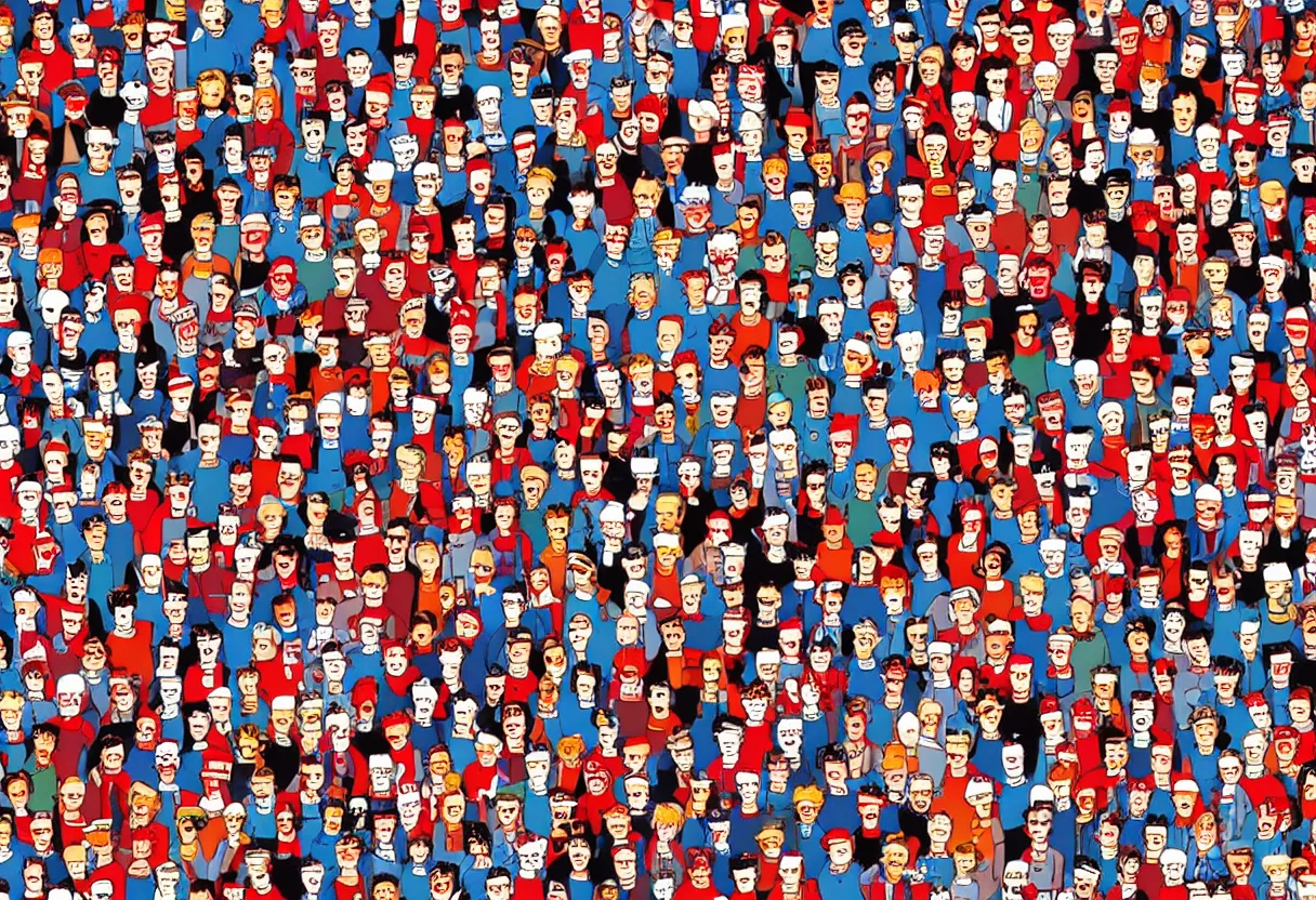Image similar to where's waldo scene rickroll