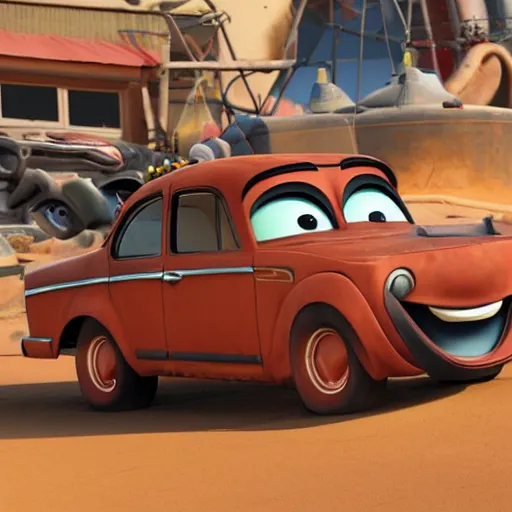 Prompt: mater from pixar cars is a 2 0 1 5 volkswagen jetta
