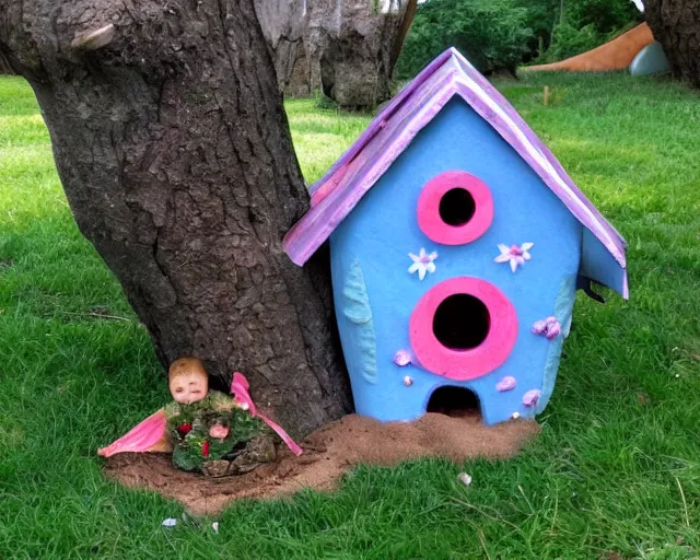 Image similar to giant baby ransacks a fairy house