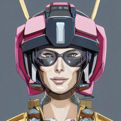 Image similar to a portrait of a stunning beautiful elite lena headey gundam pilot, with an intricate, detailed, urban inspired hiphop afro futuristic helmet, vector behance hd jesper ejsing, rhads, makoto shinkai, lois van baarle, ilya kuvshinov, rossdraws, hd, 3 2 k, ilya kuvshinov, gustav klimt