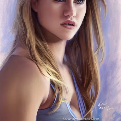 Image similar to eugenie bouchard in the style of stefan kostic, realistic, full body, sharp focus, 8 k high definition, insanely detailed, intricate, elegant, art by stanley lau and artgerm