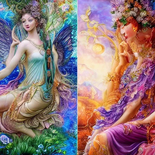 Image similar to goddess of nature checking her phone, magic realism, art by josephine wall, art by huang guangjian, art by viktoria gavrilenko, art by amanda sage, trending on artstation ( ( ( album ) ) ) ( ( ( panels ) ) )