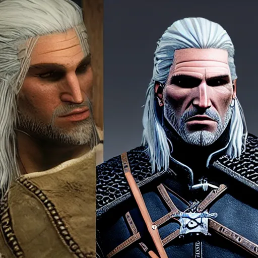 Image similar to Geralt of Rivia giving a thumbs up