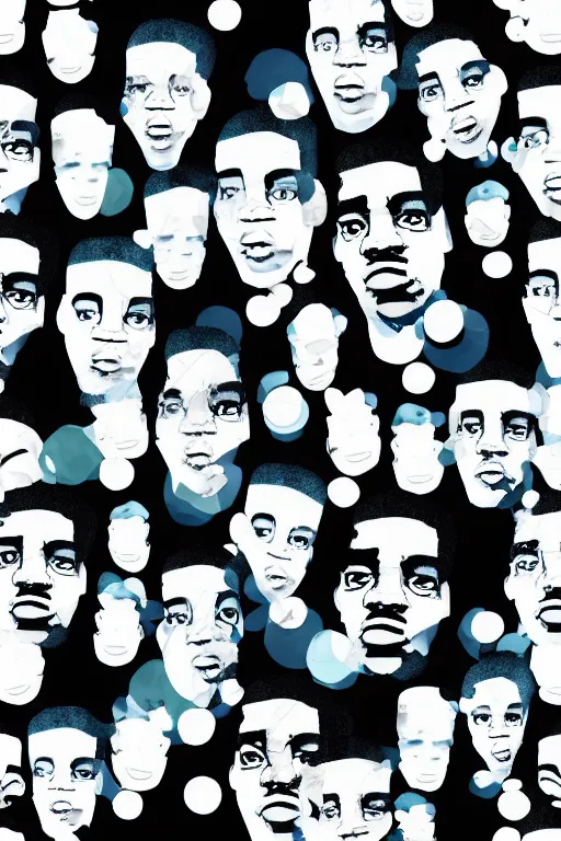 Image similar to minimalist watercolor biggie smalls faces pattern on white background, illustration, vector art