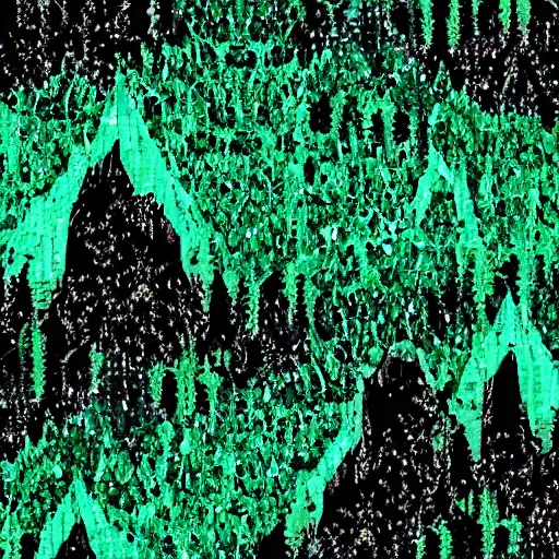 Prompt: Mountain bright HD 4k Green and black Realistic colorful Glitching crystal in the style of nam das