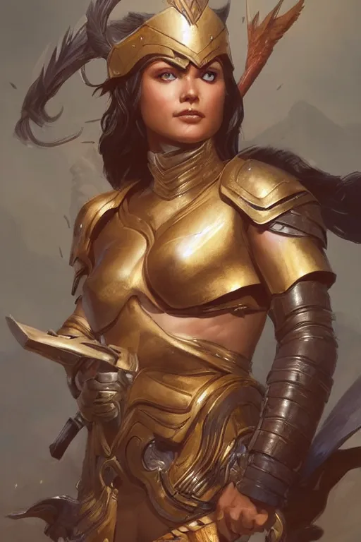 Image similar to amazon valkyrie athena, d & d, fantasy, portrait, highly detailed, headshot, digital painting, trending on artstation, concept art, sharp focus, illustration, art by artgerm and greg rutkowski and magali villeneuve