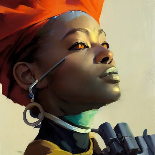 Image similar to greg manchess portrait painting of makima in chainsawman as overwatch character, medium shot, asymmetrical, profile picture, organic painting, sunny day, matte painting, bold shapes, hard edges, street art, trending on artstation, by huang guangjian and gil elvgren and sachin teng