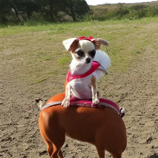 Image similar to chihuahua riding on a horse