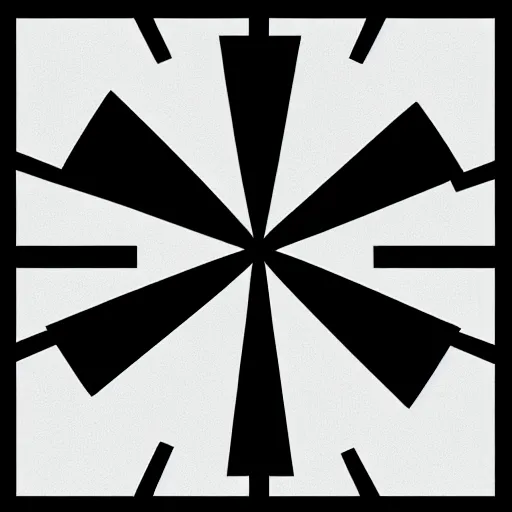 Image similar to minimal symbol by karl gerstner, black and white monochrome, centered, symetrical, bordered