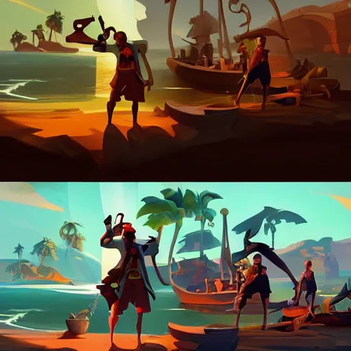 Image similar to painting treasure on sea of thieves game avatar hero smooth face median photoshop filter cutout vector, behance hd by jesper ejsing, by rhads, makoto shinkai and lois van baarle, ilya kuvshinov, rossdraws global illumination