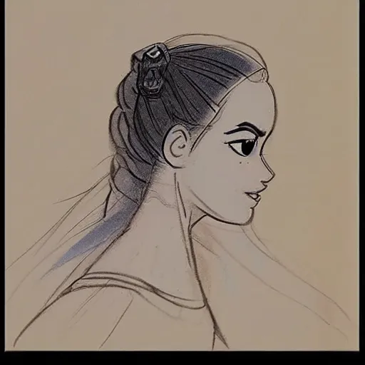 Prompt: milt kahl sketch of princess padme from star wars episode 3