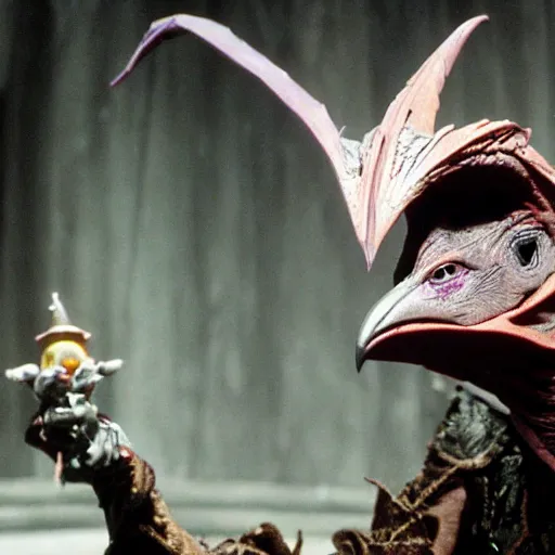 Prompt: evil skeksis from the dark crystal