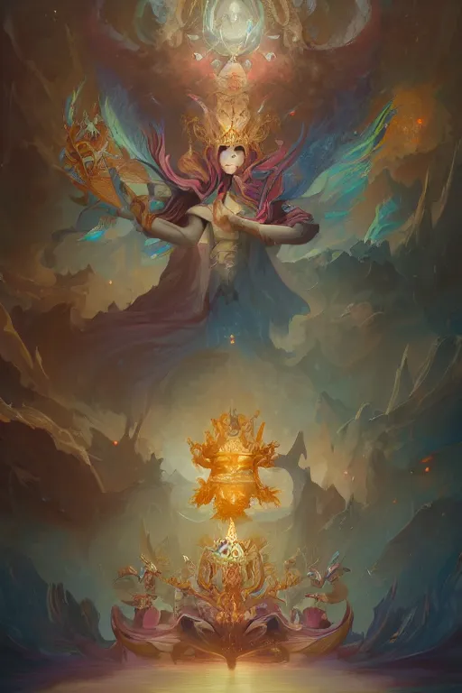 Image similar to a maximalist monarch by pete mohrbacher and artgerm and wlop, digital art, highly detailed, intricate, fantasy, mystical, sharp focus, Trending on Artstation HQ, deviantart, unreal engine 5, 4K UHD image