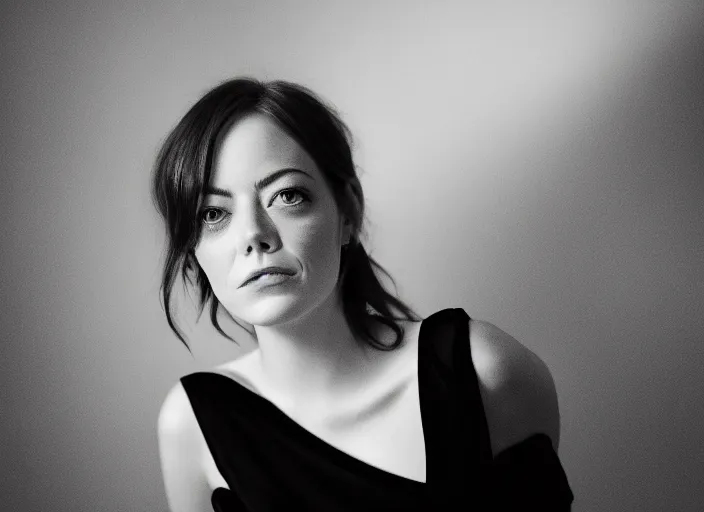 Image similar to emma stone portrait cine still wide lens 4 0 mm dramatic lightening