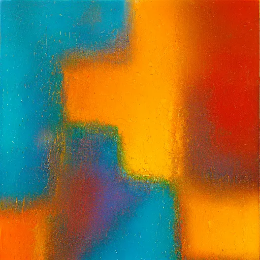 Image similar to a beautiful abstract turquoise, purple, orange and yellow impasto textured painting by gerhard richter, texture