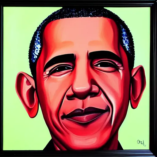 Image similar to candy pop painting of obama, oil on canvas