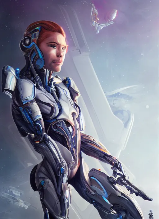 Image similar to photo of a cyborg girl on a space ship, warframe armor, scifi, professionally color graded, interesting angle, sharp focus, 8 k high definition, insanely detailed, intricate, innocent, art by stanley lau and artgerm