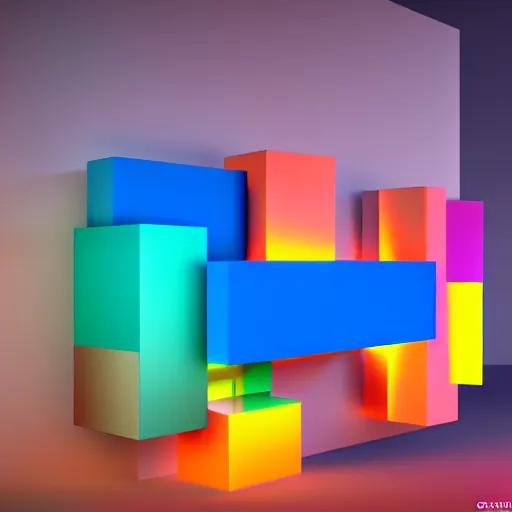 Image similar to : colorful abstract sculpture on the wall in modern architecture cinematic lighting, hyper - realistic, detailed, render by c 4 d octane, unreal engine, 8 k 3 d render