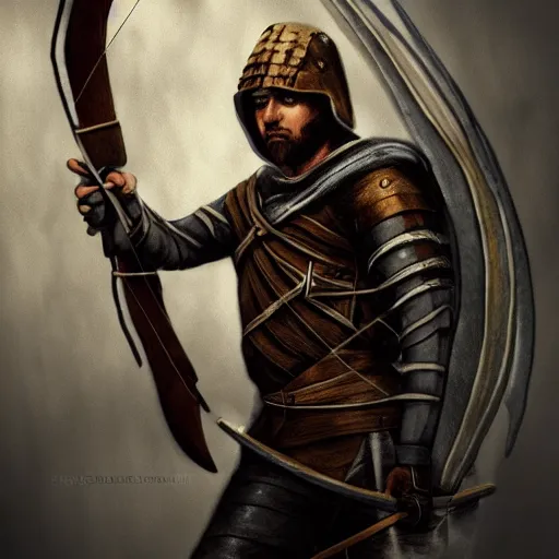 Prompt: A photo of a human medieval archer, fantasy art, clean digital art, clean background, D&D art style, dark feeling, chill feeling