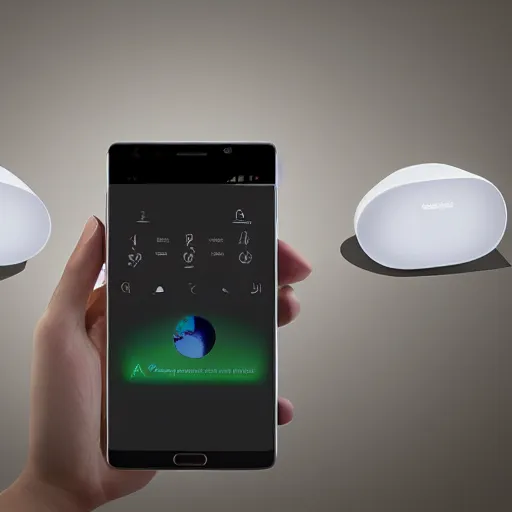 Image similar to Samsung SmartThings, concept art, designed by China and Joongwon Jeong, studio ambient lighting