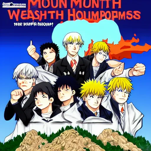 Image similar to mount rushmore made of shonen jump characters