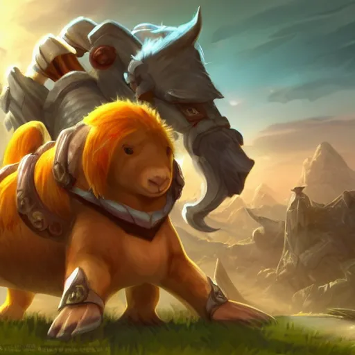 Prompt: league of legends splash art of a Capybara