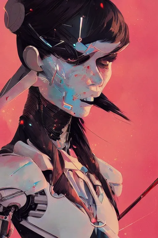 Image similar to a ultradetailed beautiful painting of a stylish female cyborg, by conrad roset, greg rutkowski and makoto shinkai trending on artstation