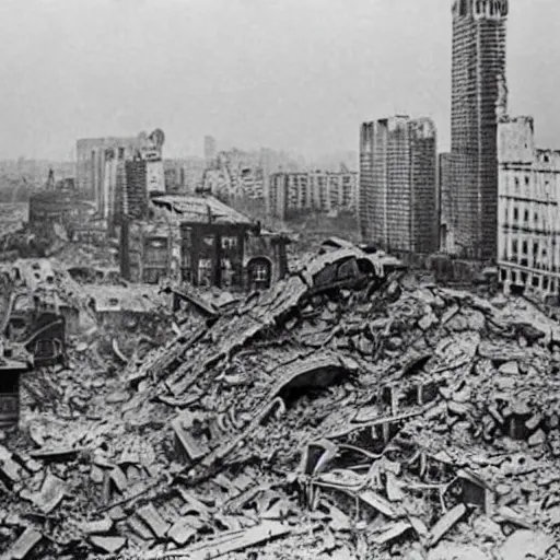 Image similar to the city crumbles as the air raids continue