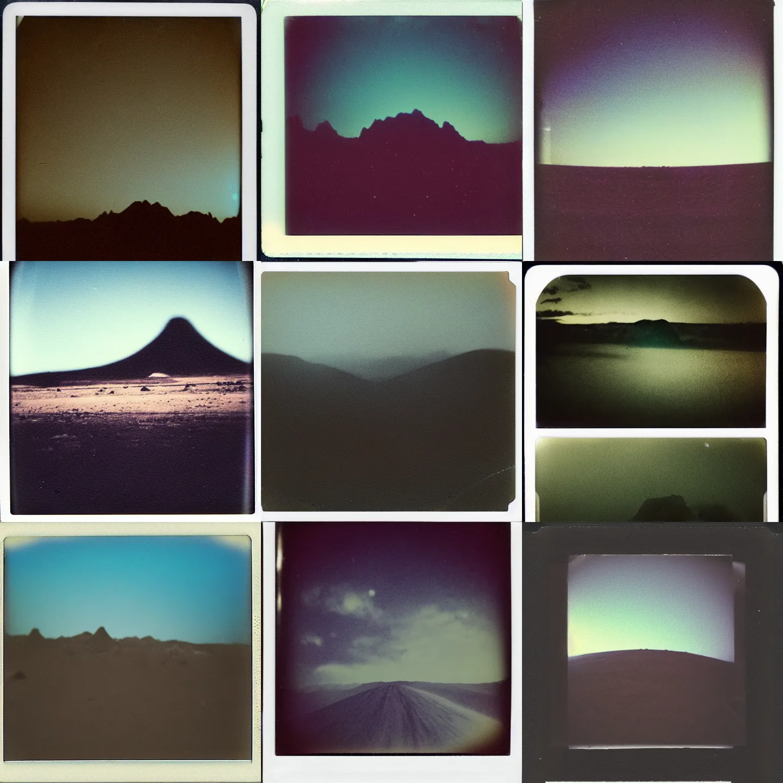 Prompt: a polaroid photograph of an alien landscape