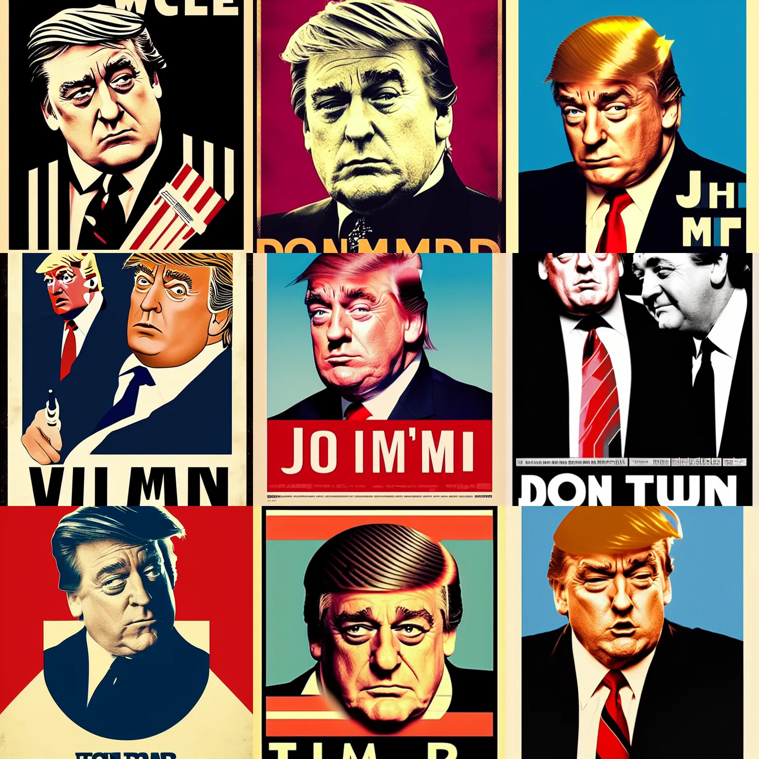 Image similar to vintage minimal movie poster, john goodman as donald trump