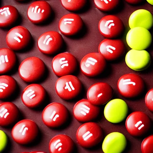 Image similar to a single red m & m candy with arms and legs, a red sphere