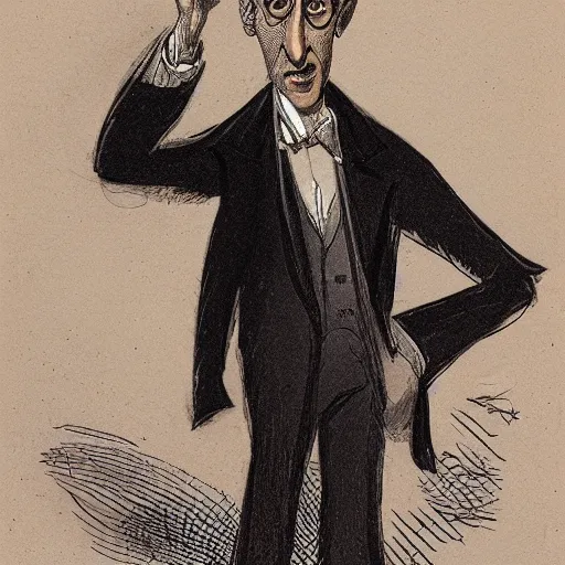 Image similar to a caricature of Jeff Goldblum drawn by Honoré-Victorin Daumier