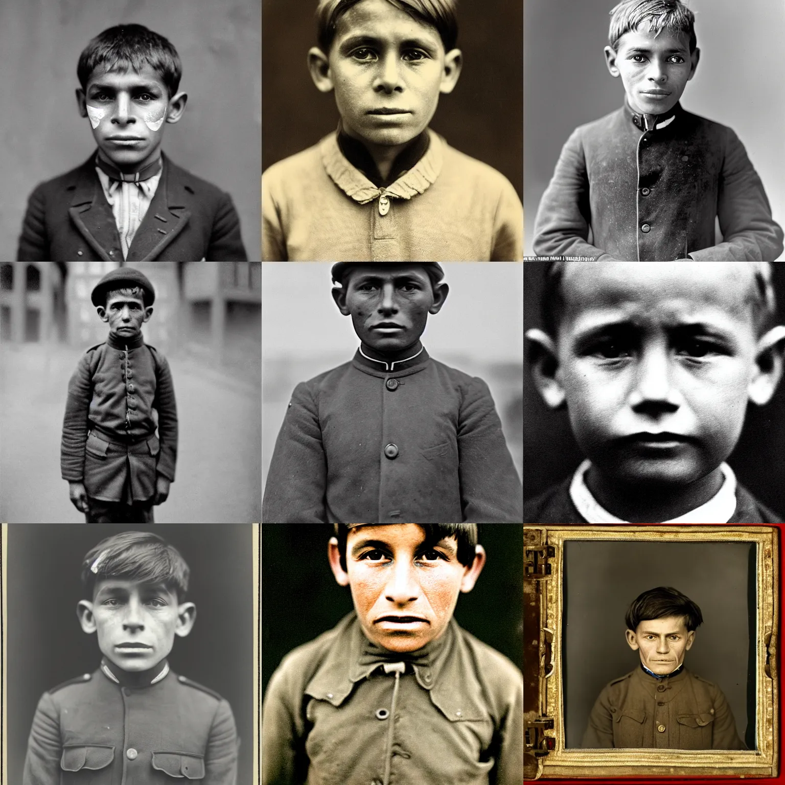 Prompt: facial portrait of a 1 0 year old boy, 1 9 1 4, photographed by stephen mccurry, national geograph