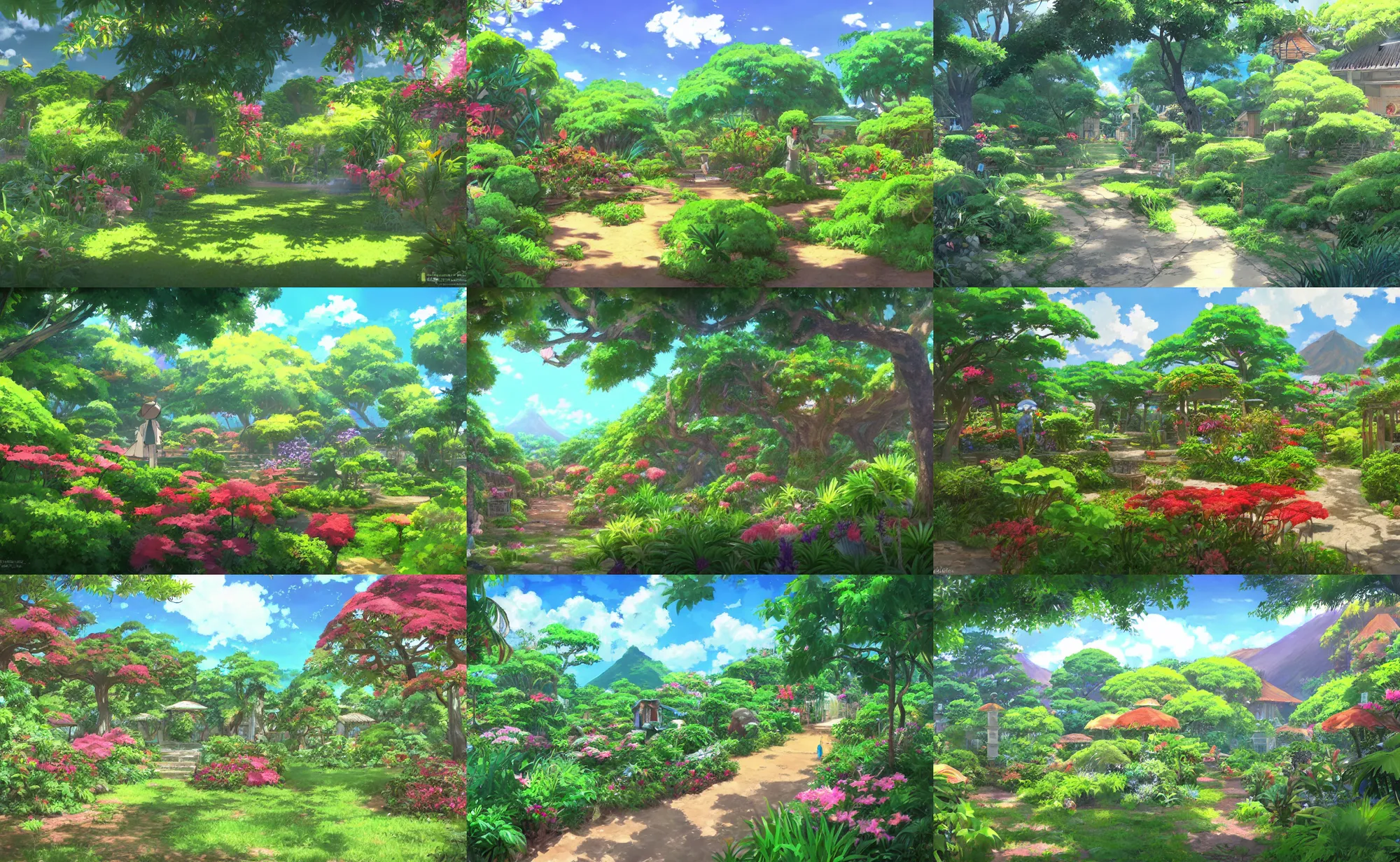 Prompt: a creole garden from reunion island by makoto shinkai, by studio ghibli, anime, trending on artstation