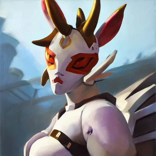 Image similar to greg manchess portrait painting of partially armored sylveon as overwatch character, medium shot, asymmetrical, profile picture, organic painting, sunny day, matte painting, bold shapes, hard edges, street art, trending on artstation, by huang guangjian, gil elvgren, ruan jia, greg rutkowski, gaston bussiere